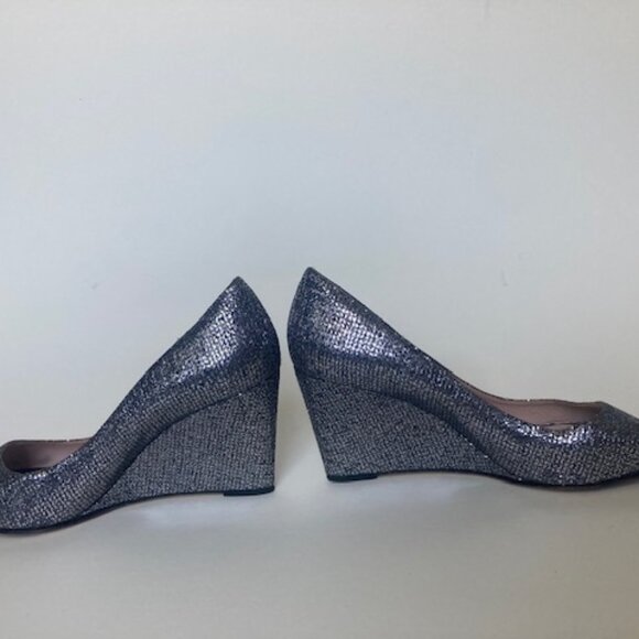 Kate Spade 8.5 Wedge Peep Toe Sparkly Metallic - Picture 6 of 6